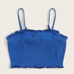 SHEIN Lettuce Edge Rib-Knit Cami Top XS Girls